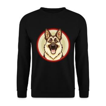 German Shepherd Dog Kawaii Cartoon Character Pet - Unisex Sweatshirt - black - Front - Alina (178cm) & Michal (187cm)