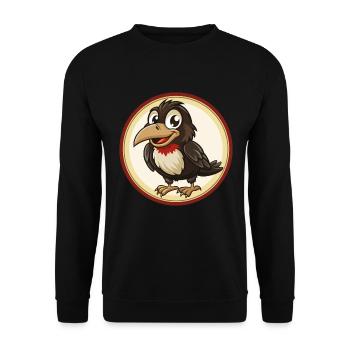 Krähe Bunt Kawaii Cartoon Figur Clipart Haustier - Unisex Pullover - Schwarz - Vorne - Alina (178cm) & Michal (187cm)