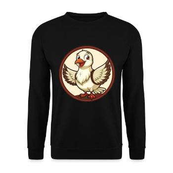 Taube Bunt Kawaii Cartoon Figur Clipart Haustier - Unisex Pullover - Schwarz - Vorne - Alina (178cm) & Michal (187cm)