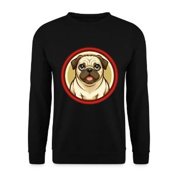 Carlin chien coloré Kawaii dessin animé Personnage Clipart - Sweat-shirt Unisexe - noir - Devant - Alina (178cm) & Michal (187cm)