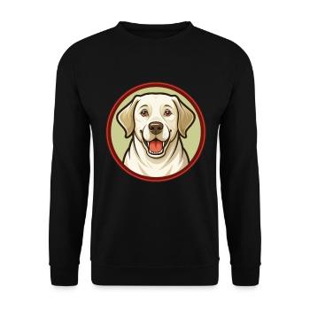 Labrador Retriever Hund Kawaii Zeichentrickfigur - Unisex Pullover - Schwarz - Vorne - Alina (178cm) & Michal (187cm)