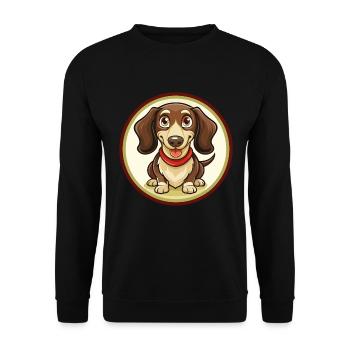 Dachshund Dog Colorful Kawaii Cartoon Clipart Pet - Unisex Sweatshirt - black - Front - Alina (178cm) & Michal (187cm)