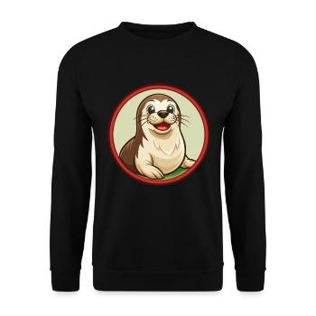 Siegel Bunte Kawaii Cartoon Figur Clipart Haustier - Unisex Pullover - Schwarz - Vorne - Alina (178cm) & Michal (187cm)