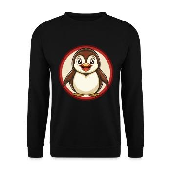 Pinguin Bunte Kawaii Cartoon Figur Clipart - Unisex Pullover - Schwarz - Vorne - Alina (178cm) & Michal (187cm)