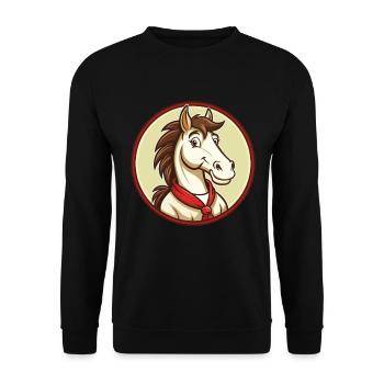 Pferd Bunte Kawaii Cartoon Charakter Clipart - Unisex Pullover - Schwarz - Vorne - Alina (178cm) & Michal (187cm)