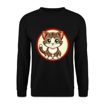 Kitten Colorful Kawaii Cartoon Character Clipart - Unisex Sweatshirt - black - Front - Alina (178cm) & Michal (187cm)