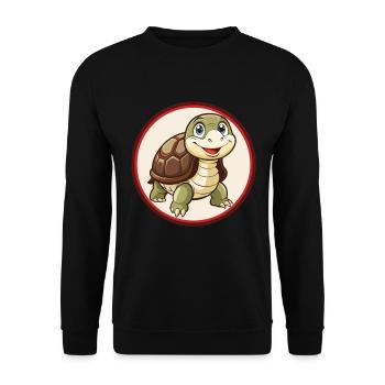 Schildkröte Bunte Kawaii Cartoon Figur Clipart - Unisex Pullover - Schwarz - Vorne - Alina (178cm) & Michal (187cm)