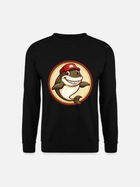 Whale Colorful Kawaii Cartoon Character Clipart - Unisex Sweatshirt - black