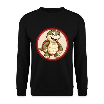 Turtle Colorful Kawaii Cartoon Character Clipart - Unisex Sweatshirt - black - Front - Alina (178cm) & Michal (187cm)