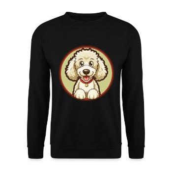 Pudel Hund Bunt Kawaii Cartoon Figur Haustier - Unisex Pullover - Schwarz - Vorne - Alina (178cm) & Michal (187cm)