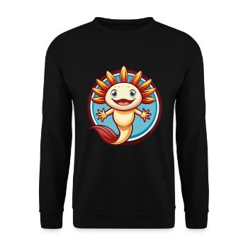 axolotl drôle Kawaii dessin animé Clipart animal de compagnie - Sweat-shirt Unisexe - noir - Devant - Alina (178cm) & Michal (187cm)