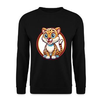 Guépard Drôle Kawaii Dessin animé Clipart Animal de compagnie - Sweat-shirt Unisexe - noir - Devant - Alina (178cm) & Michal (187cm)