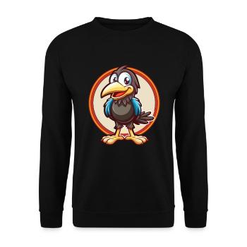Krähe Niedlich Lustig Kawaii Cartoon Clipart Tier Haustier - Unisex Pullover - Schwarz - Vorne - Alina (178cm) & Michal (187cm)