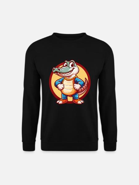 Alligator Lustig Kawaii Cartoon Clipart Tier Haustier - Unisex Pullover - Schwarz
