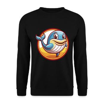 Blauwal Lustig Kawaii Cartoon Clipart Tier Haustier - Unisex Pullover - Schwarz - Vorne - Alina (178cm) & Michal (187cm)