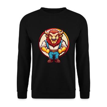 Bison Cute Funny Kawaii Cartoon Clipart Animal Pet - Unisex Sweatshirt - black - Front - Alina (178cm) & Michal (187cm)