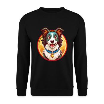 Border Collie Hund Lustig Kawaii Cartoon Tier Haustier - Unisex Pullover - Schwarz - Vorne - Alina (178cm) & Michal (187cm)