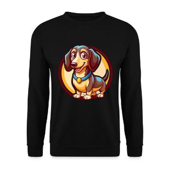 Dachshund Dog Funny Kawaii Cartoon Clipart Animal - Unisex Sweatshirt - black - Front - Alina (178cm) & Michal (187cm)
