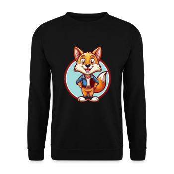 Fuchs süß lustig Kawaii Cartoon Clipart Tier Haustier - Unisex Pullover - Schwarz - Vorne - Alina (178cm) & Michal (187cm)