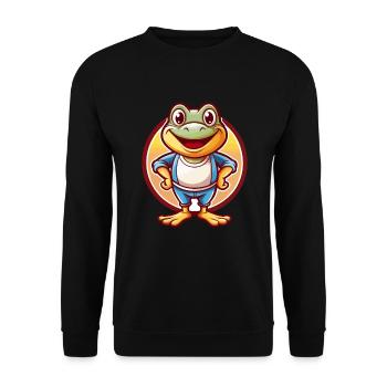 Frog Cute Funny Kawaii Cartoon Clipart Animal Pet - Unisex Sweatshirt - black - Front - Alina (178cm) & Michal (187cm)