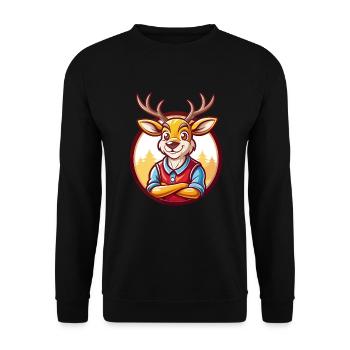 Deer Cute Funny Kawaii Cartoon Clipart Animal Pet - Unisex Sweatshirt - black - Front - Alina (178cm) & Michal (187cm)