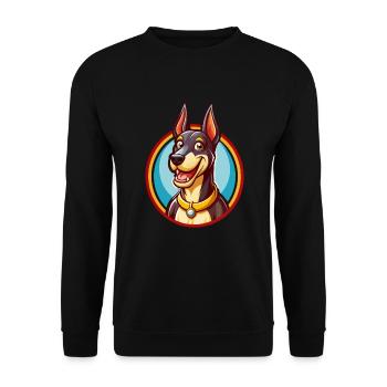 Dobermann chien drôle Kawaii dessin animé Clipart Animal - Sweat-shirt Unisexe - noir - Devant - Alina (178cm) & Michal (187cm)