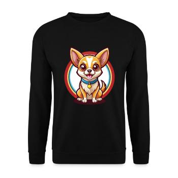 Chihuahua Dog Funny Kawaii Cartoon Clipart Animal - Unisex Sweatshirt - black - Front - Alina (178cm) & Michal (187cm)