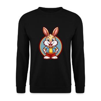 Lapin mignon drôle Kawaii dessin animé Clipart animal de compagnie - Sweat-shirt Unisexe - noir - Devant - Alina (178cm) & Michal (187cm)