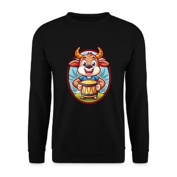 Bongo Niedlich Lustig Kawaii Cartoon Clipart Tier Haustier - Unisex Pullover - Schwarz - Vorne - Alina (178cm) & Michal (187cm)