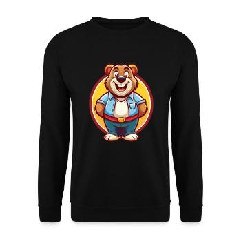Ours mignon drôle Kawaii dessin animé Clipart animal de compagnie - Sweat-shirt Unisexe - noir - Devant - Alina (178cm) & Michal (187cm)