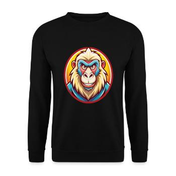 Babouin Drôle Kawaii Dessin animé Clipart Animal de compagnie - Sweat-shirt Unisexe - noir - Devant - Alina (178cm) & Michal (187cm)