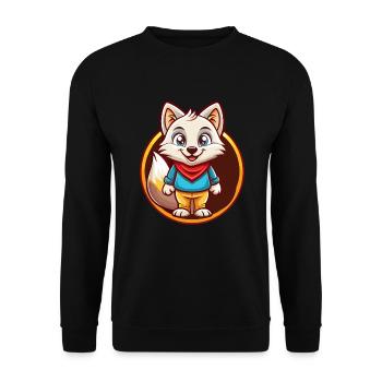 Polarfuchs Lustige Kawaii Cartoon Clipart Tier Haustier - Unisex Pullover - Schwarz - Vorne - Alina (178cm) & Michal (187cm)