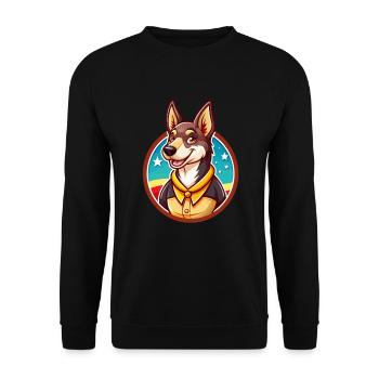 Australian Kelpie Dog Funny Kawaii Cartoon Animal - Unisex Sweatshirt - black - Front - Alina (178cm) & Michal (187cm)