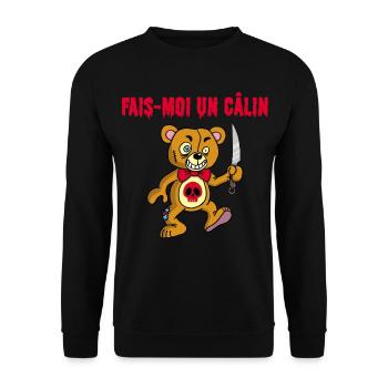 Ours en peluche psychopathe - Sweat-shirt Unisexe - noir - Devant - Alina (178cm) & Michal (187cm)