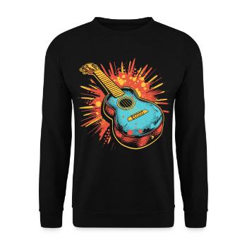 Ukulele Grafik - Unisex Pullover - Schwarz - Vorne - Alina (178cm) & Michal (187cm)