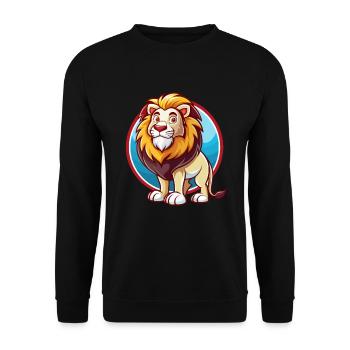 Lion Cute Funny Kawaii Cartoon Clipart Animal Pet - Unisex Sweatshirt - black - Front - Alina (178cm) & Michal (187cm)