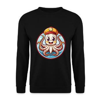 Octopus Funny Kawaii Cartoon Clipart Animal Pet - Unisex Sweatshirt - black - Front - Alina (178cm) & Michal (187cm)