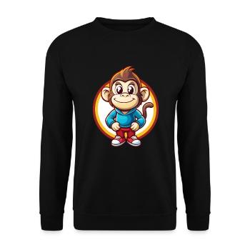 Monkey Funny Kawaii Cartoon Clipart Animal Pet - Unisex Sweatshirt - black - Front - Alina (178cm) & Michal (187cm)