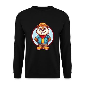 Murmeltier Lustige Kawaii Cartoon Clipart Tier Haustier - Unisex Pullover - Schwarz - Vorne - Alina (178cm) & Michal (187cm)