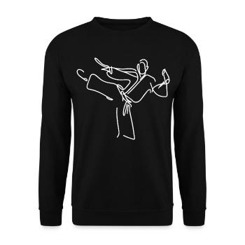 Karateka Zeichnung - Unisex Pullover - Schwarz - Vorne - Alina (178cm) & Michal (187cm)