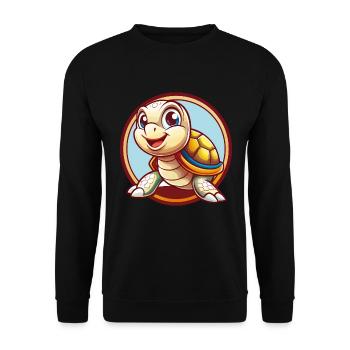 Turtle Funny Kawaii Cartoon Clipart Animal Pet - Unisex Sweatshirt - black - Front - Alina (178cm) & Michal (187cm)