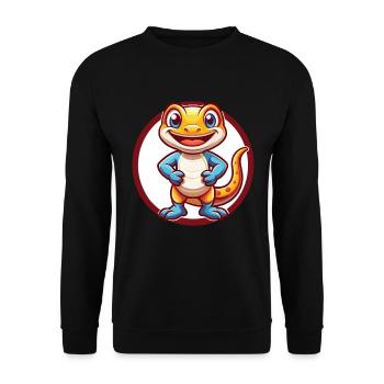 Salamander Lustige Kawaii Cartoon Clipart Tier Haustier - Unisex Pullover - Schwarz - Vorne - Alina (178cm) & Michal (187cm)