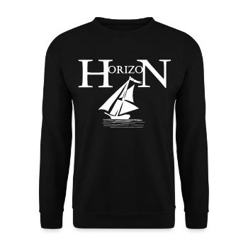 White boat and horizon - Unisex Sweatshirt - black - Front - Alina (178cm) & Michal (187cm)