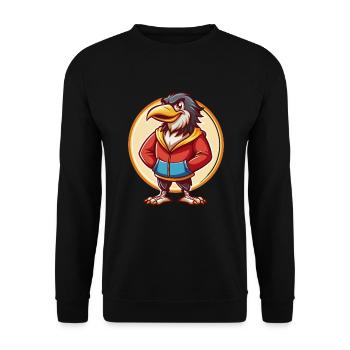 Rabe Niedlich Lustig Kawaii Cartoon Clipart Tier Haustier - Unisex Pullover - Schwarz - Vorne - Alina (178cm) & Michal (187cm)