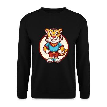 Tigre mignon drôle Kawaii dessin animé Clipart animal de compagnie - Sweat-shirt Unisexe - noir - Devant - Alina (178cm) & Michal (187cm)