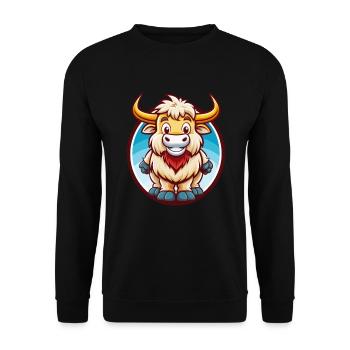 Yak Cute Funny Kawaii Cartoon Clipart Animal Pet - Unisex Sweatshirt - black - Front - Alina (178cm) & Michal (187cm)