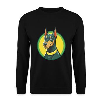 Dobermann chien mignon Kawaii dessin animé Clipart Animal - Sweat-shirt Unisexe - noir - Devant - Alina (178cm) & Michal (187cm)