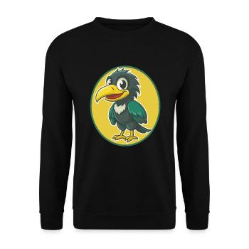 Krähe Niedliche Kawaii Cartoon Clipart Haustier Tier - Unisex Pullover - Schwarz - Vorne - Alina (178cm) & Michal (187cm)
