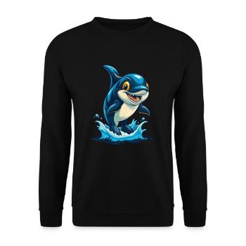 Orca Cool Kawaii Cartoon Figur Clipart - Unisex Pullover - Schwarz - Vorne - Alina (178cm) & Michal (187cm)