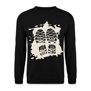 Twin Trails - Schuhabdrücke [weiß] - Unisex Pullover - Schwarz - Vorne - Alina (178cm) & Michal (187cm)